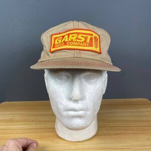 Garst Seed Company Trucker Hat Men Beige Farm Patch Snapback Cap Outdoor Casual